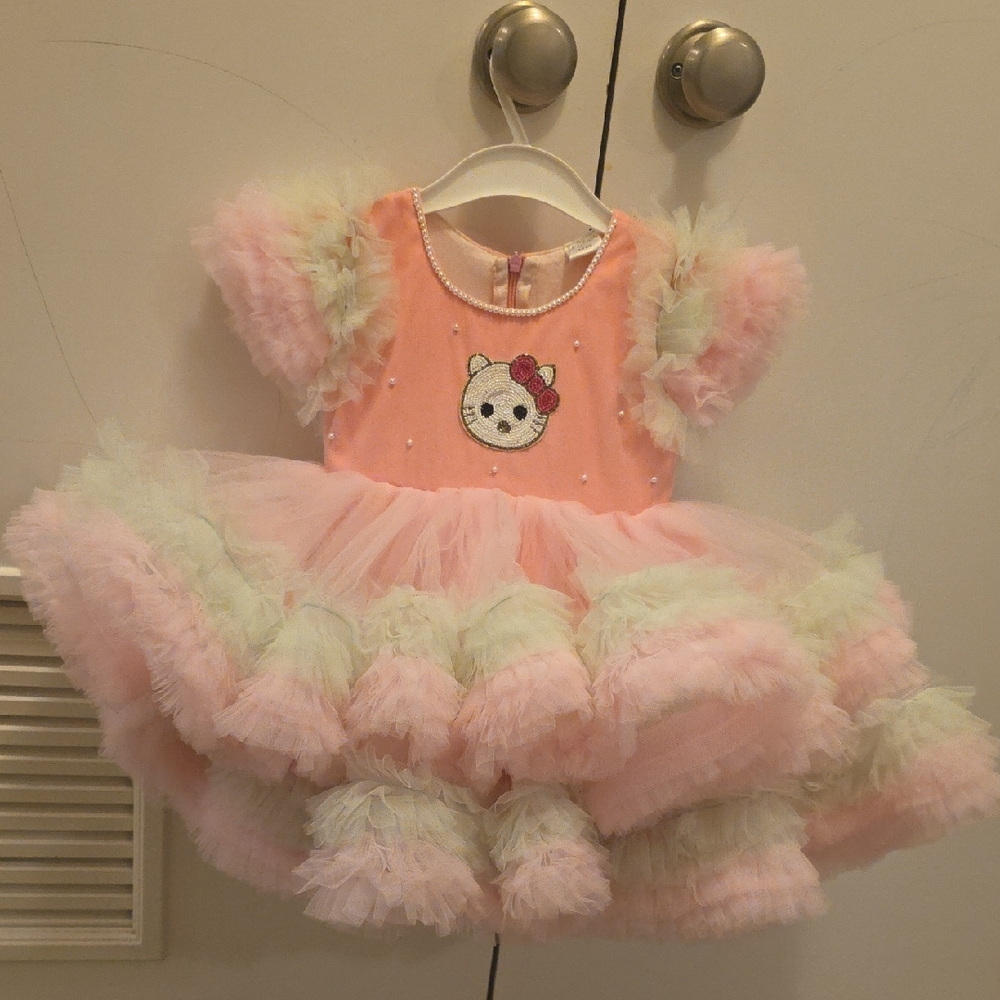 Glamour Pink and Cream Kids Casual Dress